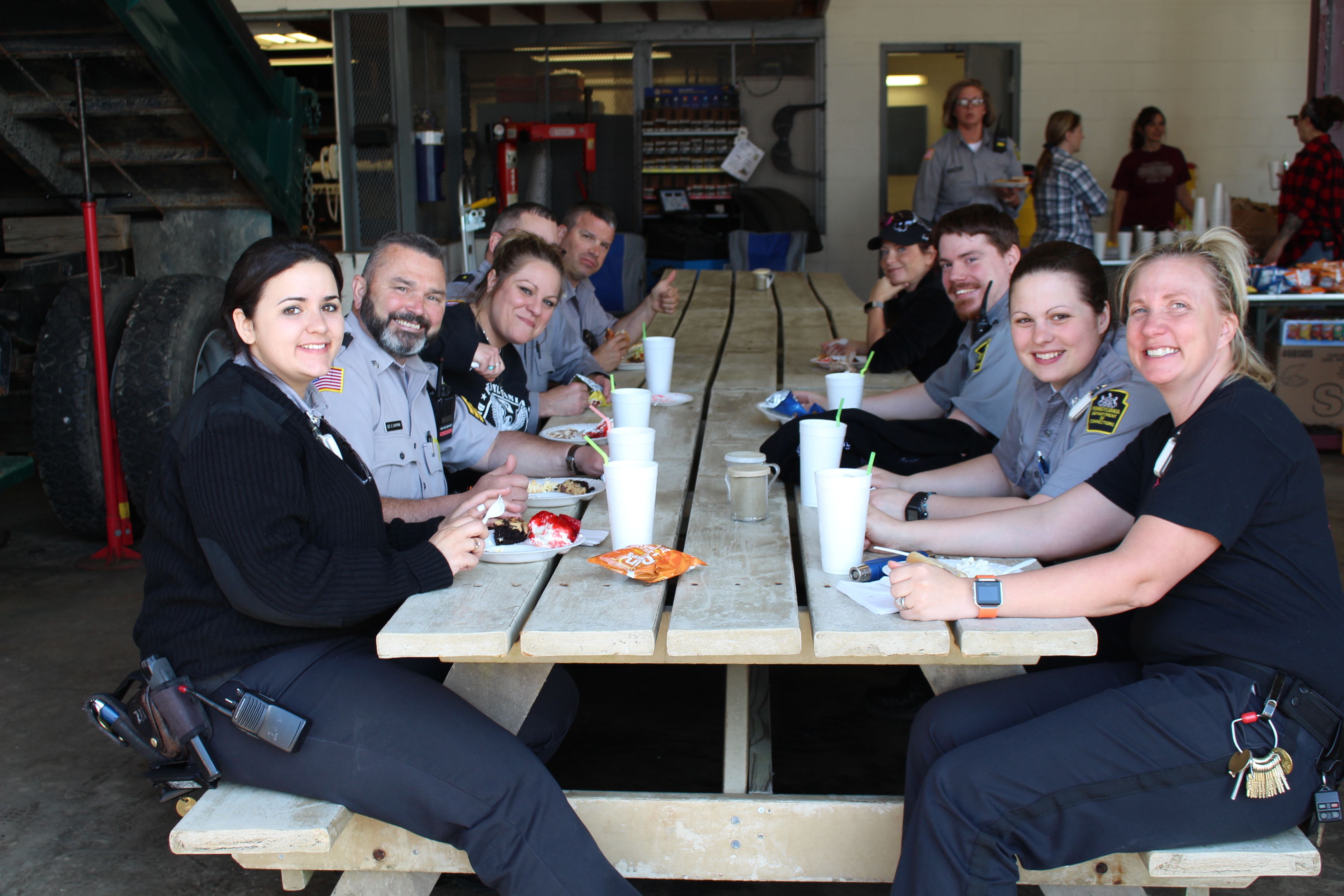 Employees enjoy a special lunch