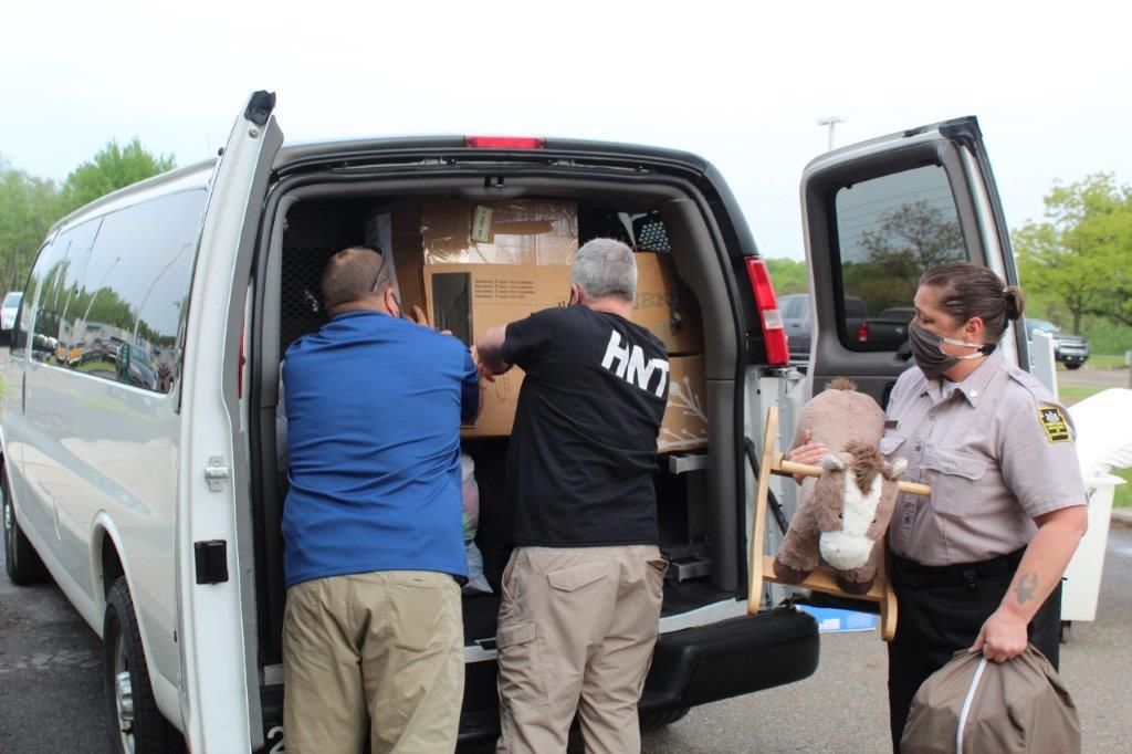 Frackville staff fill a van with donations