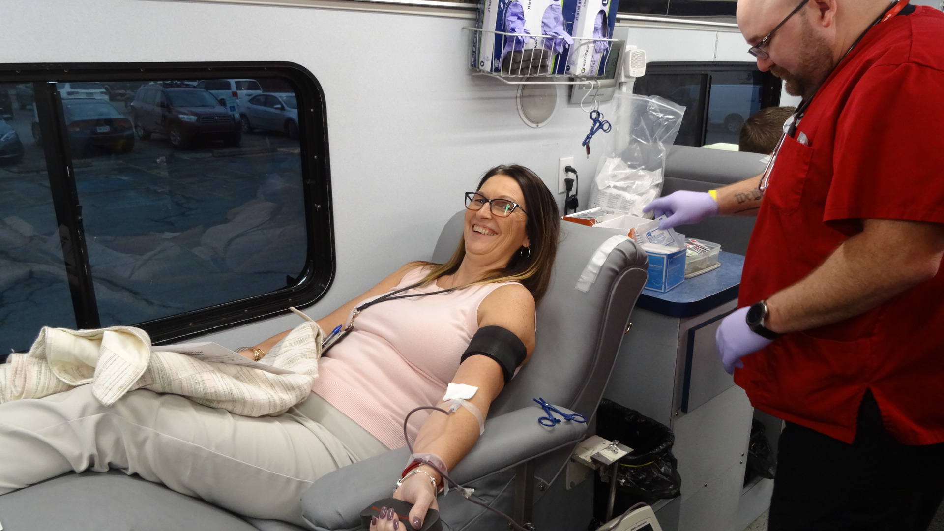 Supt. Melinda Adams donates blood