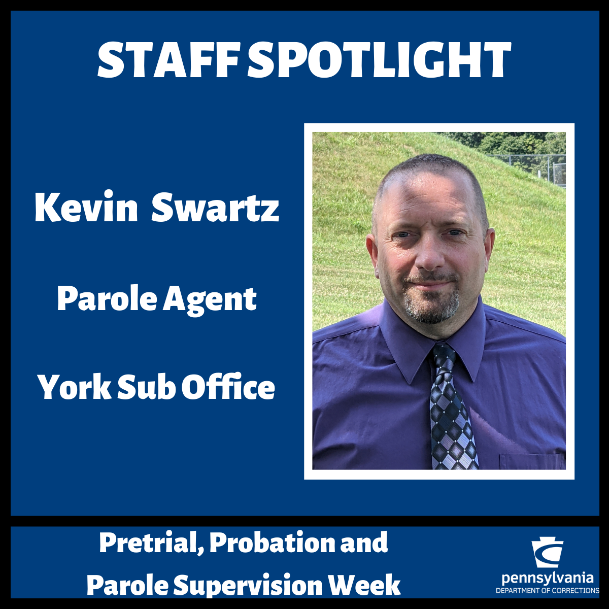 A graphic honoring Parole Agent Kevin Swartz