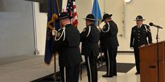 The SCI Benner Township Honor Guard posts the colors.