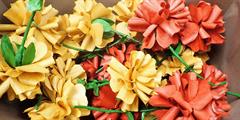 Handmade flowers made of construction paper