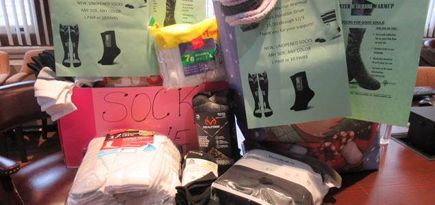 A table of donated socks