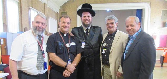 Rev. John Caudle; Deacon Matthew Lorent; Rabbi Joseph Kolakowski; Rev. Guy Giodano; and Rev. Ulli Klemm.