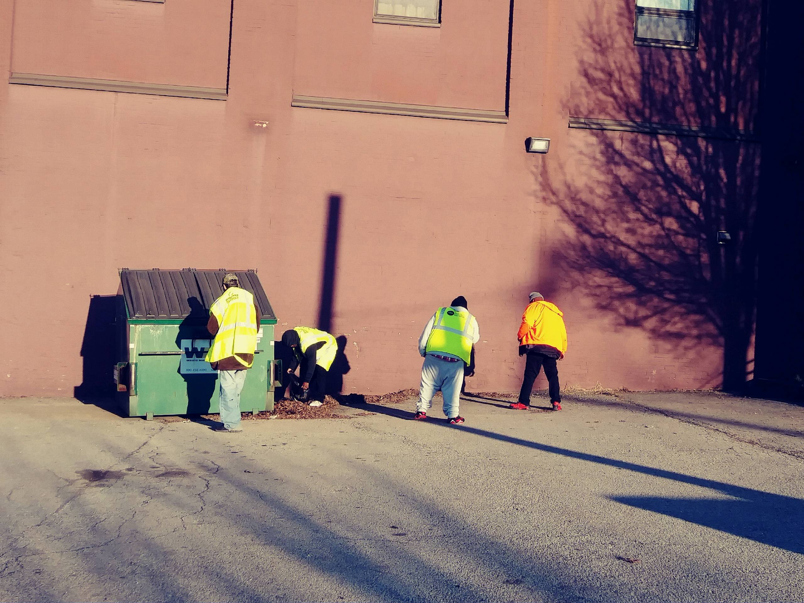 Reentrants pick up trash