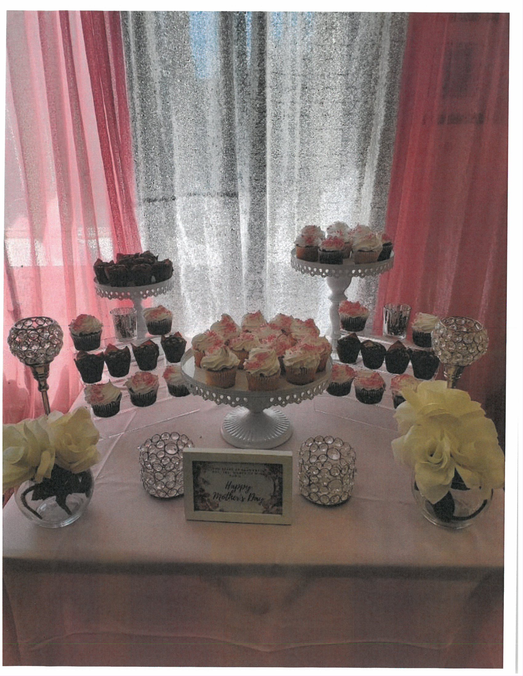 A dessert table set up for Mothers Day
