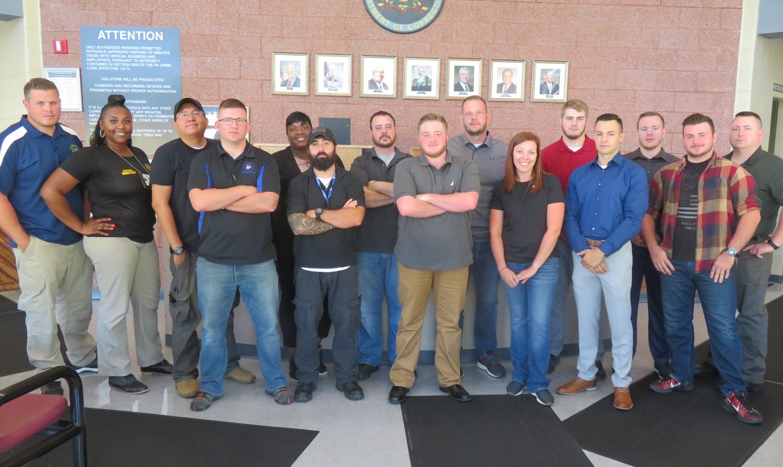 Parole agents pose after visiting SCI Greene